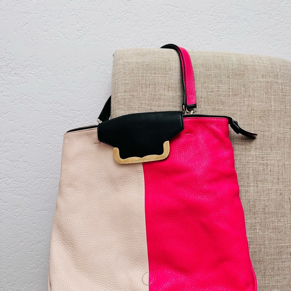 See by Chloe Two-Tone Pink and Cream Leather Shoulder Bag